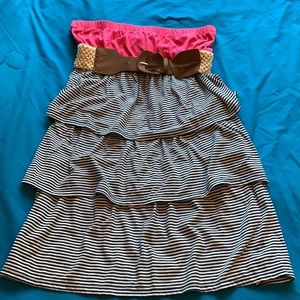 Tube top dress with removable belt